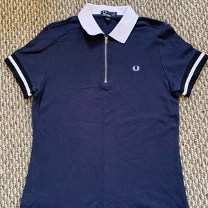 Navy Fred Perry Zip Polo